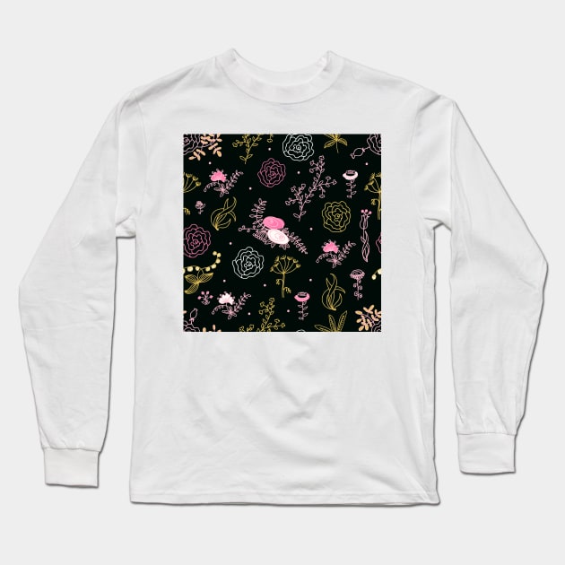 Elegance Seamless pattern with flowers Long Sleeve T-Shirt by Olga Berlet